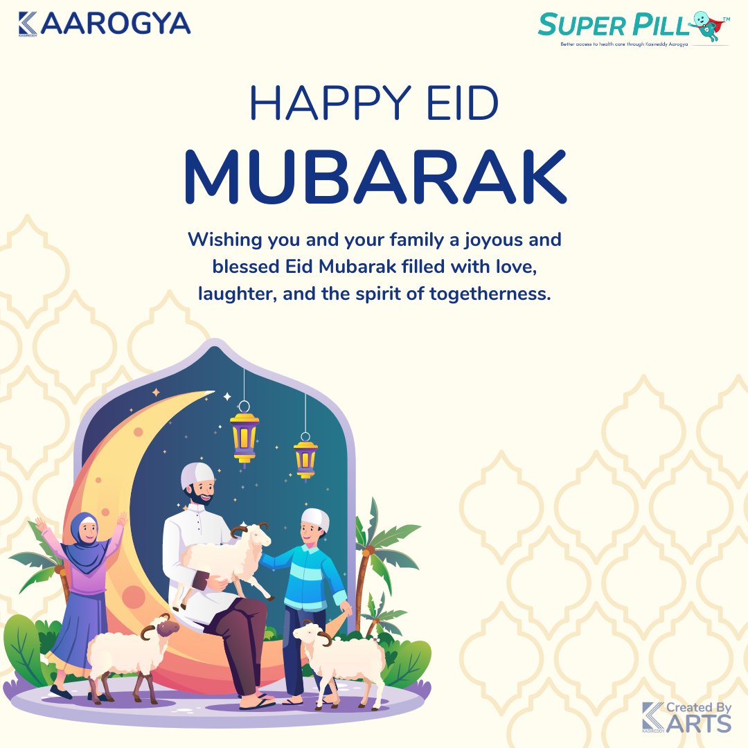 kasireddygroup's tweet photo. Happy Eid Mubarak
Wishing you and your family a joyous and blessed Eid Mubarak filled with love, laughter, and the spirit of togetherness.
#Eid #superpill #superpillpharmacy
#pharmacy #kasireddyaarogya #healthcare
#kasireddygroup #hyderabad #india https://t.co/8gI4Ycda6X