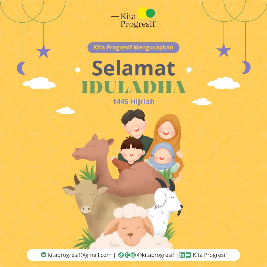 KitaProgresif's tweet image. Kita Progresif mengucapkan, Selamat Hari Raya Idul Adha 1445 H🐏✨

Maka di hari yang penuh berkah ini, mari kita saling mengambil hikmah dari perjuangan Nabi Ibrahim dan tumbuhkan semangat pengorbanan dalam hidup kita

#BerkaryaBermanfaat
#ProgresifProfesional