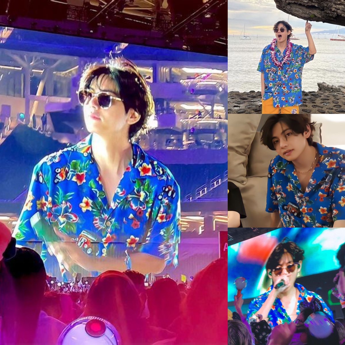 TaehyungUSA's tweet photo. . @bts_bighit @BTS_twt You know V’s style is so iconic that even @SphereVegas can’t resist. 

🎉 Happy Father's Day to the Father of K-pop, BTS V! Not a dad yet, but definitely rocking that shirt in style! #FathersDay #FatherOfKpop #Taehyung https://t.co/YWCpptcWCC