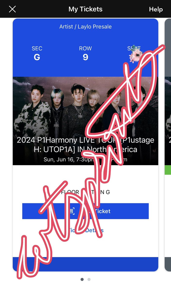 wtsprouts's tweet photo. wts one(1) p1harmony ticket in LA

💰 $125 (fv w/o fees, negotiable!)
🎟️ sec G, row 10

PLS GET THIS OFF MY HANDS, dm me!!!

#P1Harmony #피원하모니 #P1H #P1ustage_H #UTOP1A wtt wtb lfb iso los angeles kia forum https://t.co/exA1Fkyw5T