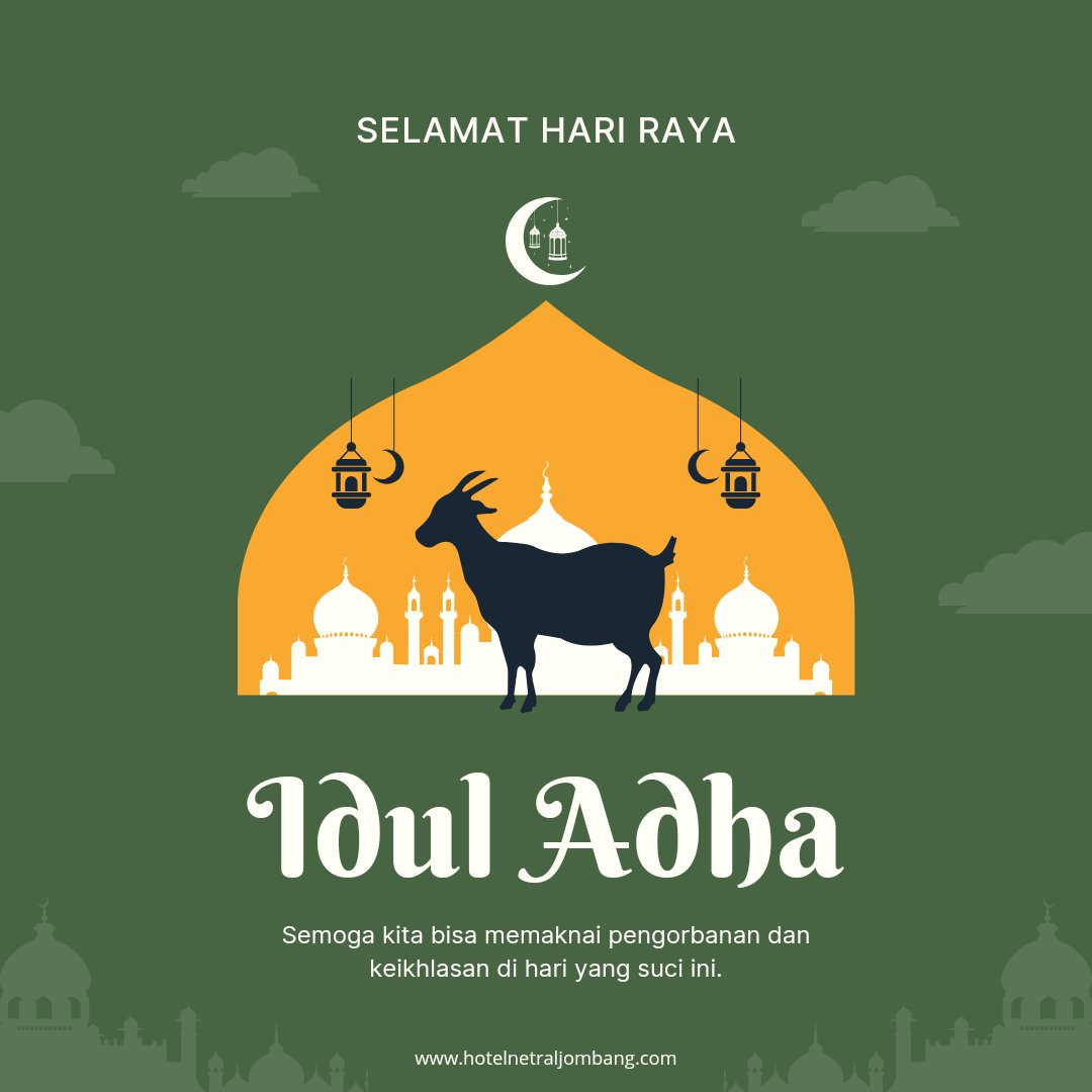 netralhotel's tweet photo. Selamat Hari Raya Idul Adha. Semoga pengorbanan dan keikhlasan kita diterima Allah SWT dan membawa berkah.

#hotelnetral #hotelsyariahjombang #hotelmurahjombang #hoteldekatrumahsakit #iduladha #hariraya #kurban https://t.co/LKB4Oqzx7i