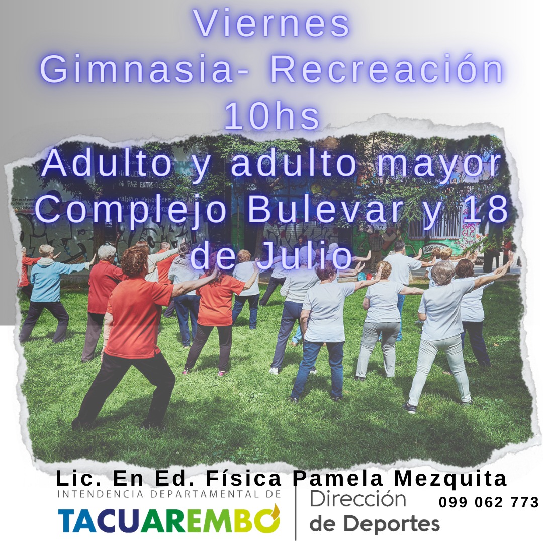 ¿Sabías que el Equipo de la Dirección de Deportes IDT, tiene varias propuestas Deportivas, recreativas y gimnasia? Para todas las edades y gratuitas. <a href="/IdTacuarembo/">Intendencia de Tacuarembó</a>