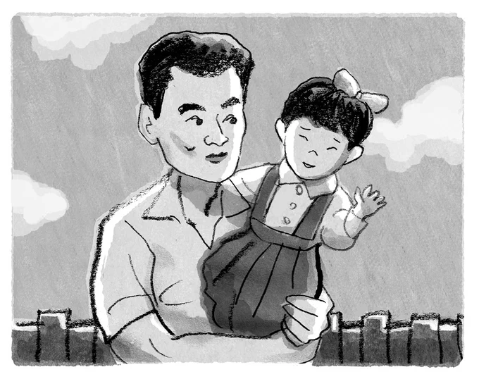 絶好調連載『山田邦子の愉快にいこうよ!』(日本農業新聞)は邦ちゃんの半生を振り返るエッセイである。5回〜8回あたりの絵。 