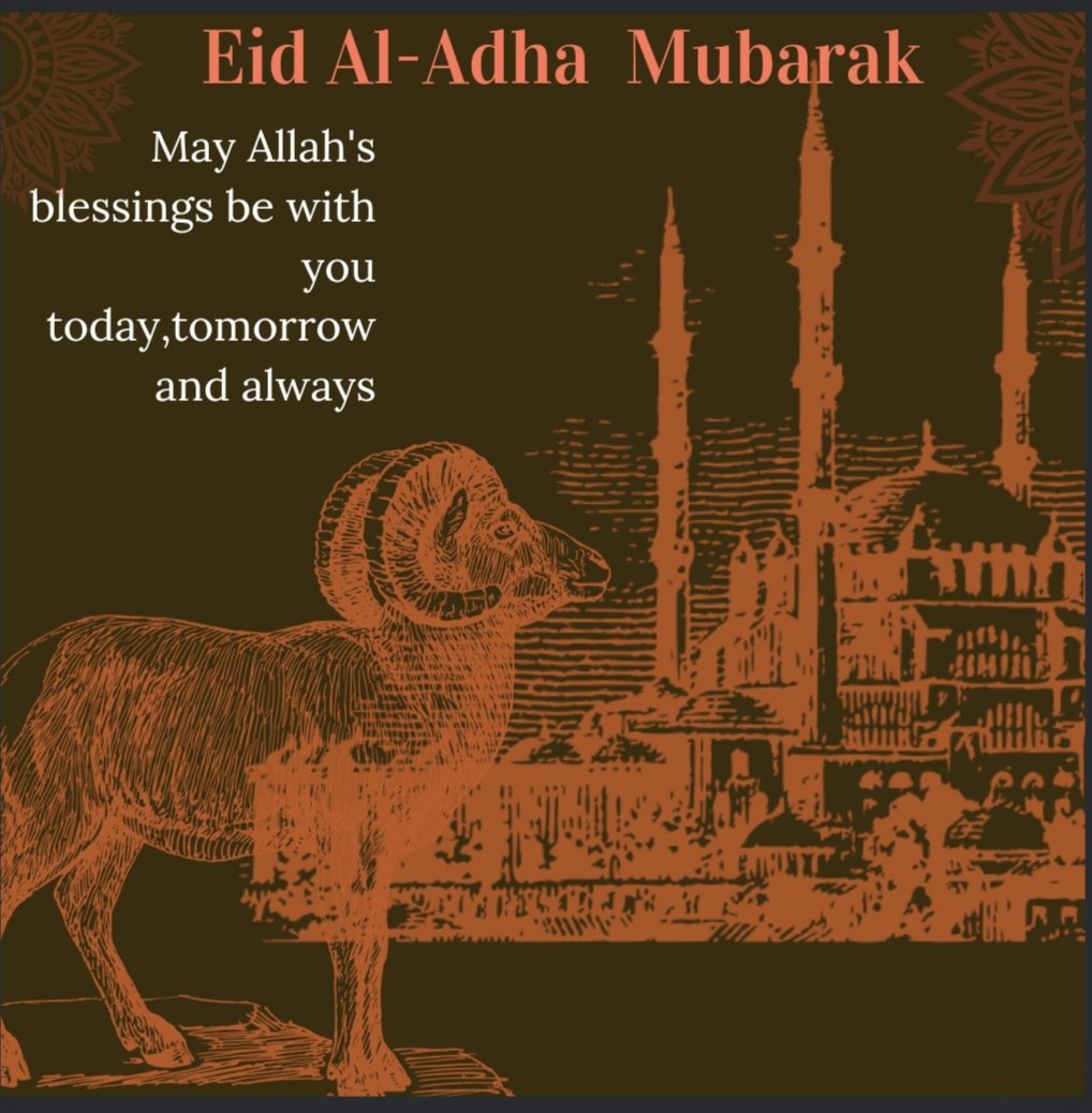 Eid Mubarak to All. Eid ul Azha marks the embracing of the spirit of sacrifice exemplified by the Prophet Ibrahim AS.
