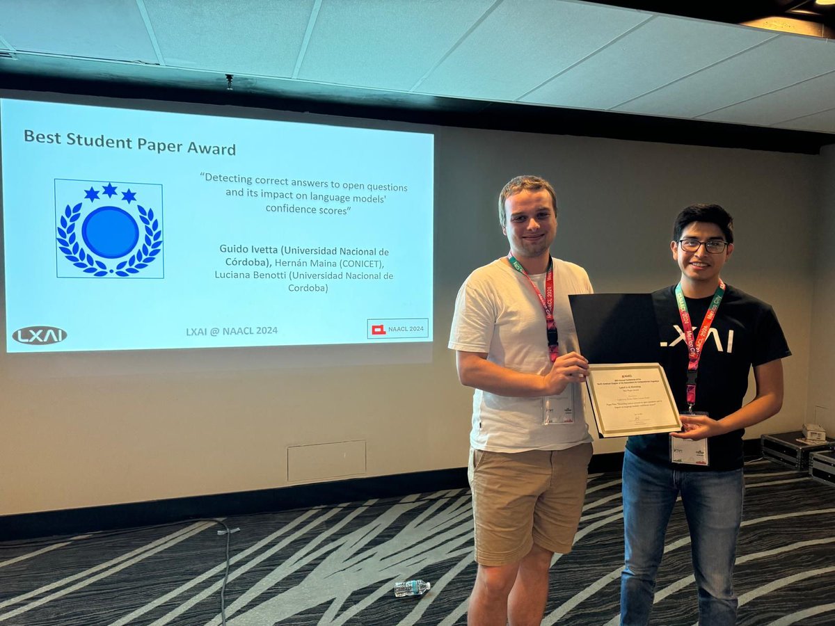 lxnlp's tweet image. we want to thank everyone who participated in our Latinx in AI (@_LXAI) workshop at #naacl2024 We’re grateful for the contributions of our volunteers, organizers, & participants. Here are some photos final remarks and the award ceremony.#NLP