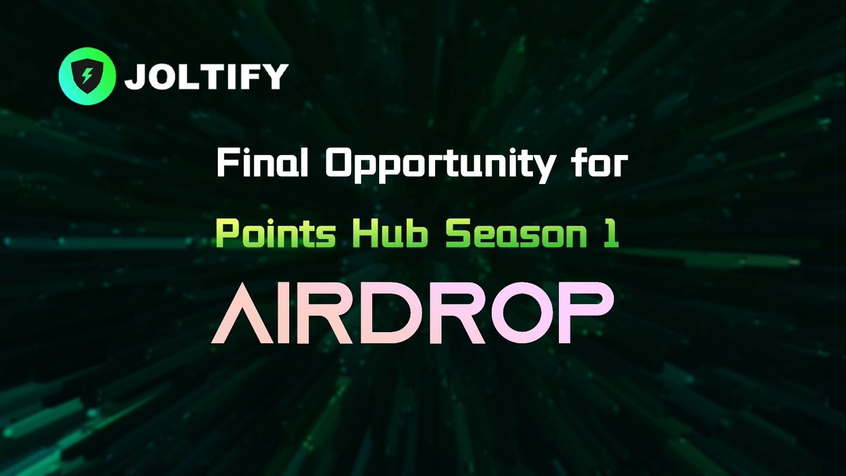 joltify_finance's tweet photo. 🚀 Final Opportunity! Points Hub Season 1 Airdrop Deadline: June 20th! 🚀
Engage with the JOLTIFY official bridge to seize this unique opportunity! Click the link, participate in the airdrop now:
Details: https://t.co/zEKLqY5t4N✨
#Airdrop #JOLTIFY