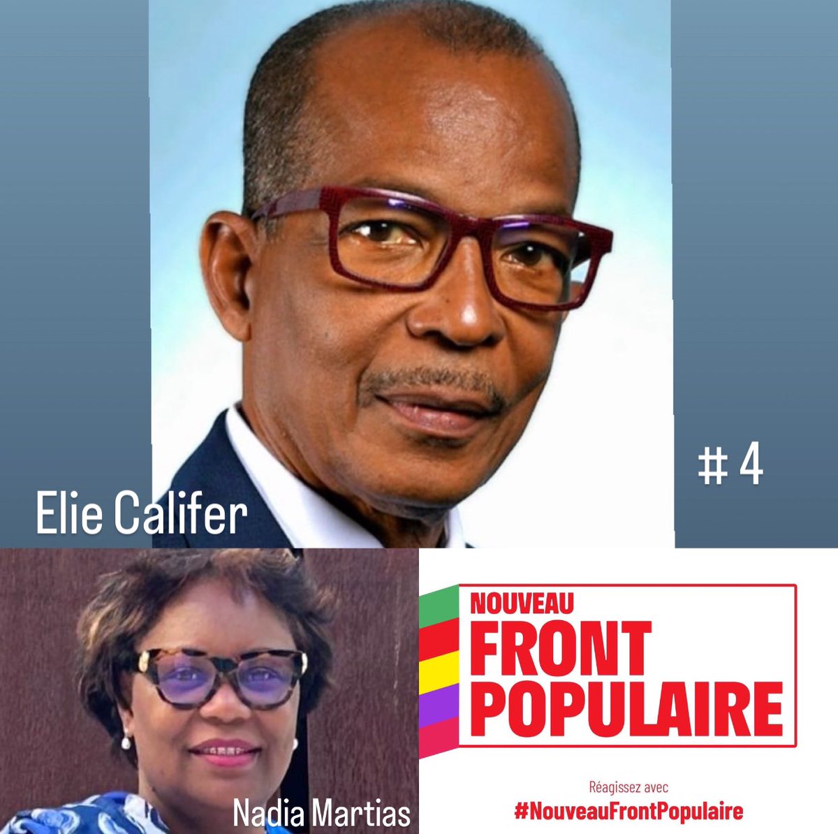 Nous, socialistes, serons présents dans les 4 circonscriptions de #Guadeloupe pour incarner le #NouveauFrontPopulaire en alliant l’expérience de nos sortants Elie Califer (4e) et Christian Baptiste (2e) et le renouvellement avec Marvyn Martol (1e) et Nicolas Citadelle (3e).🌹✊🏼