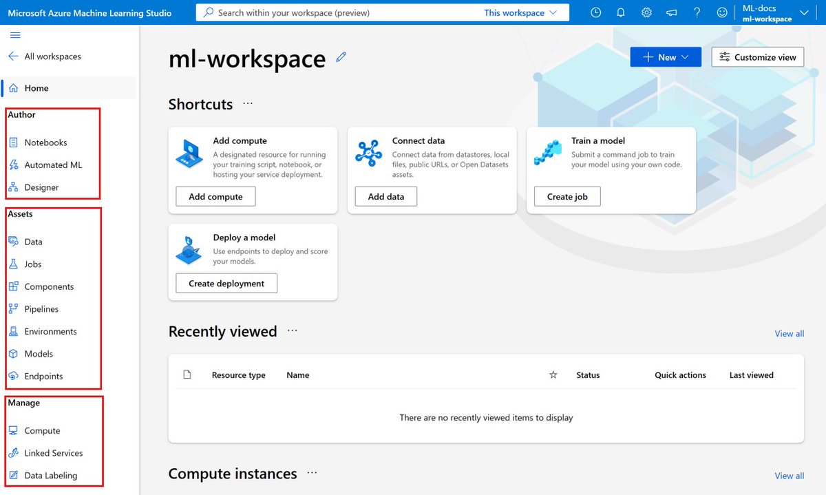 AzureSupport's tweet image. Get started with #AzureMachineLearning! Learn how to set up your workspace and compute instance. Read more here: msft.it/6011YQo1d