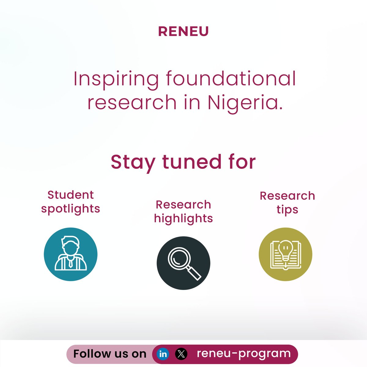 RENEU_program_'s tweet photo. We're excited to reintroduce the Research Experience for Nigerian Engineering Undergraduates (RENEU) program, dedicated to inspiring foundational research in Nigeria. So much work has been put in place for the new cohort, and we're thrilled to get you engaged.

Stay tuned ✨️💯 https://t.co/dmsELteD3G
