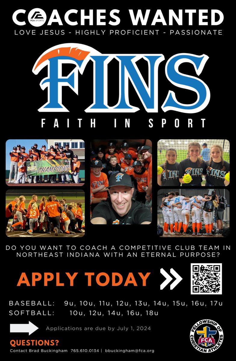 Who wants to coach a competitive baseball or softball team that helps athletes grow in a deeper relationship with Christ?

The Fellowship of Christian Athletes is now creating opportunities to do just this!

Click on the link below 👇 for more info..

greatlakesfca.org/fcasports