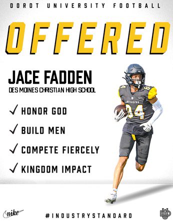 Jace Fadden (@fadden_jace11) on Twitter photo After a great camp and conversation with Dordt football, I am blessed to receive my first offer to play football at Dordt University! I thank God, my family, and my coaches for their constant support and teaching
<a href="/grantrohach/">Grant Rohach</a> <a href="/CoachMDanielsLB/">Matt Daniels</a> After a great camp and conversation with Dordt football, I am blessed to receive my first offer to play football at Dordt University! I thank God, my family, and my coaches for their constant support and teaching
<a href="/grantrohach/">Grant Rohach</a> <a href="/CoachMDanielsLB/">Matt Daniels</a>
