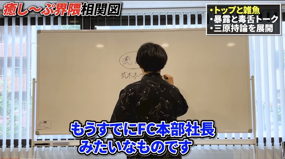 araki0417's tweet photo. 三原くん@miharatakuto のYouTubeチャンネルにて、またまた名前を出していただいてる🙇‍♂️

今回は癒し〜ぷオーナー相関図ってことで、いまや総勢30人程になったオーナー達をうまく宣伝してくれてる。
ちゃんとエンタメも入れて笑

さすがにFC本部社長はエンタメ過ぎだけど、俺は癒し〜ぷ全体やオーナーとか関わる人達にプラスになることなら、基本的になんでもやらせてくださいスタンスです。

お陰様で高田馬場店は今月も過去最高のペースで来てる。

そして、悪口言われないようにシュビヒロに加盟開発で使う動画撮影編集の仕事依頼しといた笑
