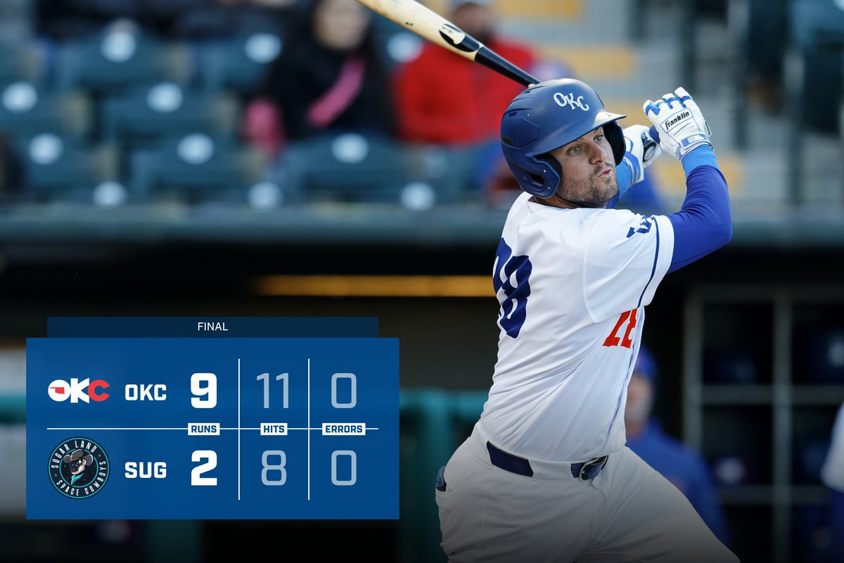 OKC_comets's tweet photo. OKC homered in three straight innings — including a Chris Okey grand slam — in a 9-2 win against Sugar Land Sunday night at Constellation Field!

Kody Hoese and James Outman also homered and Alec Gamboa pitched a season-high 4.1 scoreless innings in the win!

Recap: https://t.co/IegwRler8h