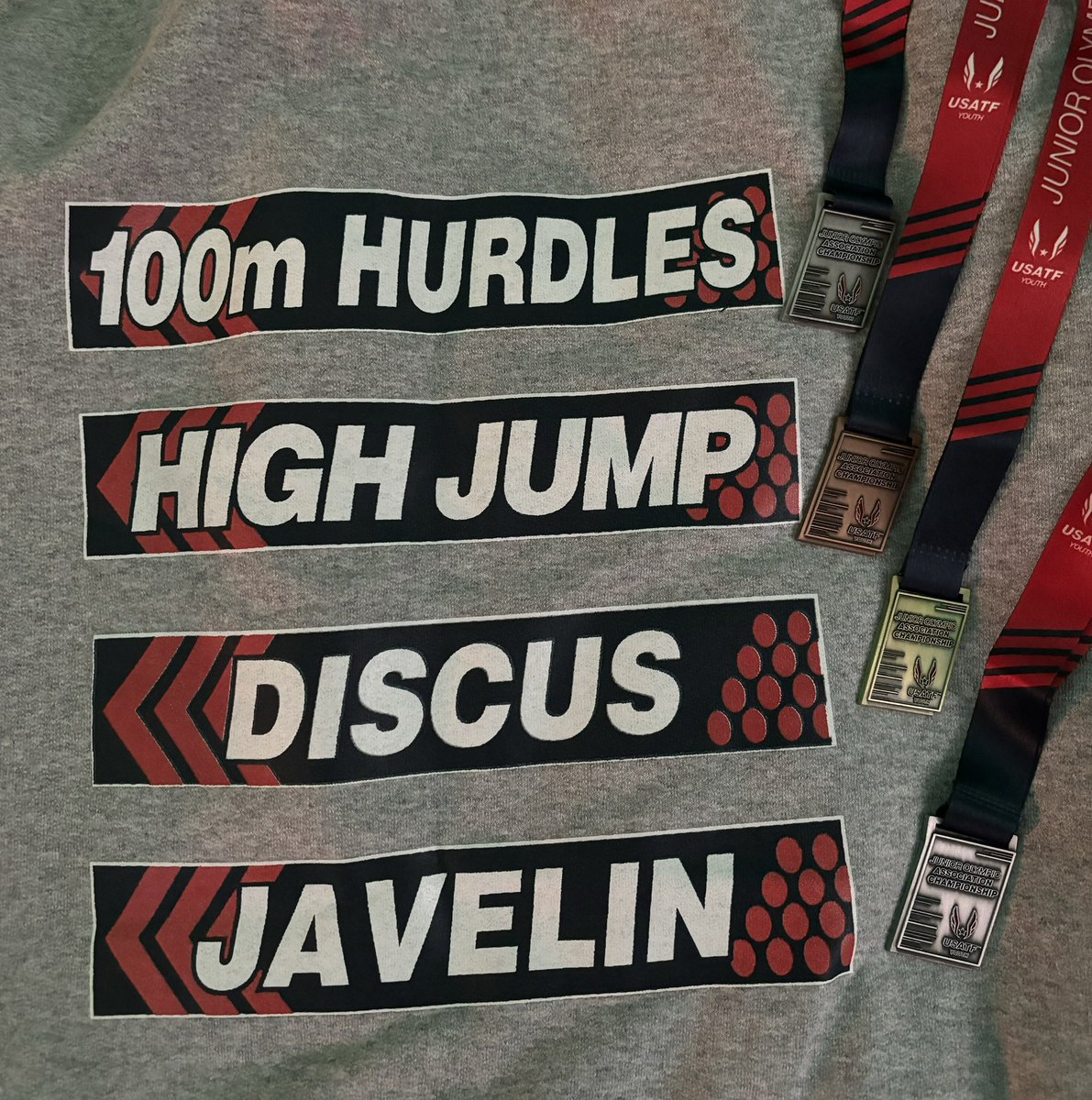AFlopsuni's tweet photo. USATF Iowa Youth championships today and Alyssa came home as the 15/16 champion in Discus, runner-up in Javelin and 100 hurdles, and 3rd in high jump. #mvtc #usatfiowa @Schroeder_A22 https://t.co/0nMcNmi3cV
