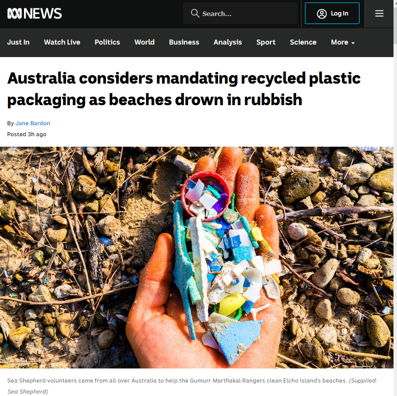Great piece on indigenous rangers &amp; <a href="/SeaShepherd_Aus/">Sea Shepherd Aust.</a> cleaning up plastic waste.

Feat <a href="/TheAusInstitute/">Australia Institute</a> research on why we need plastic consumption targets and plastic taxes like in Europe. <a href="/abcdarwin/">ABC Darwin</a> <a href="/JaneBardon1/">Jane Bardon</a> 

Short thread.
abc.net.au/news/2024-06-1…