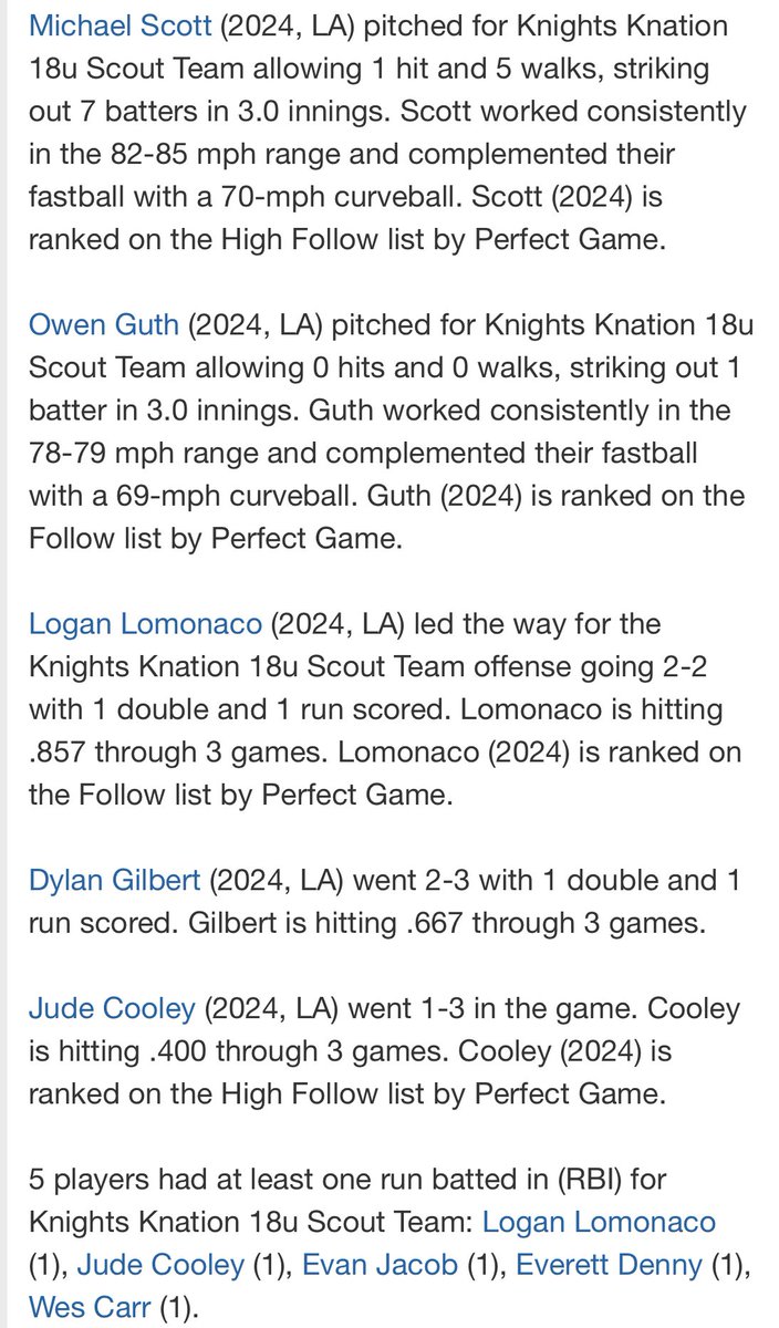 18U wins 6-3 over 643 to move to 2-1 in pool play of the 18U WWBA.  Very nice team win executing offensively in big spots. Game recap and box score below #4L <a href="/Michaelscott099/">Michael Scott</a> <a href="/EvanTWright2/">Evan Wright</a> <a href="/CarterHurley2/">Carter Hurley</a> <a href="/owen_knights7/">Owen Guth</a> <a href="/jude_cooley/">Jude Cooley</a> <a href="/logan_lomonaco/">Logan Lomonaco</a> <a href="/dylang504/">Dylan Gilbert</a> <a href="/evanjacob05/">Evan Jacob</a>