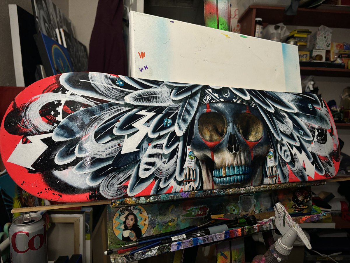 “Sko sk8” hand painted skate deck with acrylic paint 🎨 😉