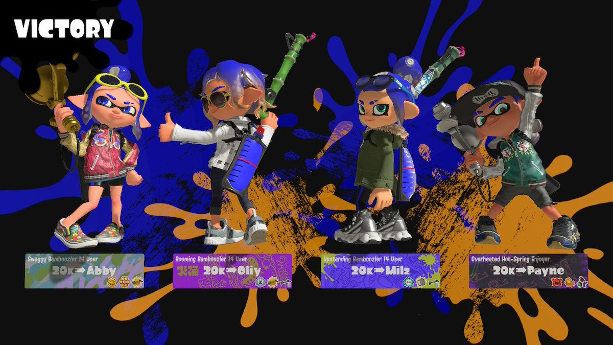 20KPewPew's tweet photo. We are back!! 20KPewPew took home an undefeated first place in a small tournament hosted by the one and only @jacktoofye!

🤖To today's honorable defenders of the Bambaerospray way, please accept these medals:
@Abby_Splaty 🎖️
@KMilz_ 🎖️
@OliyTC 🎖️
@bigknows0327 🎖️ https://t.co/q4JYZCrx0Y