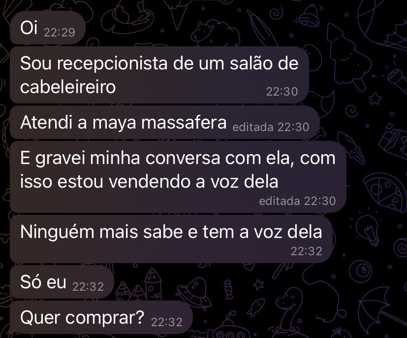 Funcionária de salão quer "vender" a voz de Maya Massafera - Foto: X