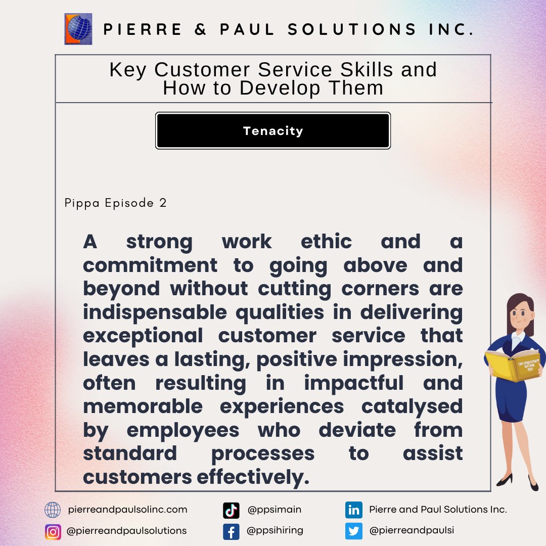 pierreandpaulsi's tweet photo. Pippa Episode 2

Tenacity

Your partner in success!!

#PPSI
#KeyCustomerServiceSkillsandHowToDevelopThem https://t.co/HnfGfUQLym