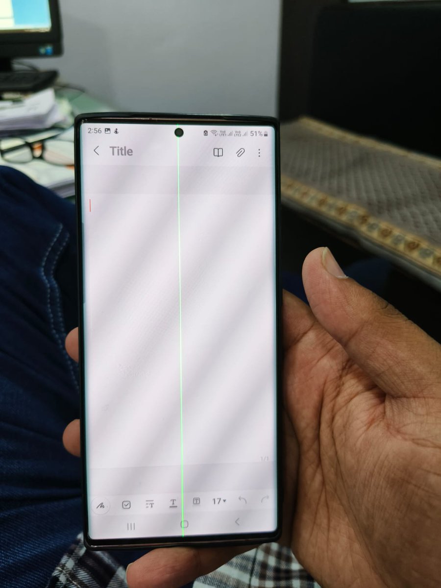 AdvAjmalSolank1's tweet photo. I am facing issue of Lines in Samsung Note 20 Ultra phone from last 4 Months I tried to talk with Samsung Care and Samsung Support but till now not received any solution. I want to resolve this problem under free Screen Replacement  Scheme.
@SamsungIndia @SamsungMobile https://t.co/jYpeHwx8yg