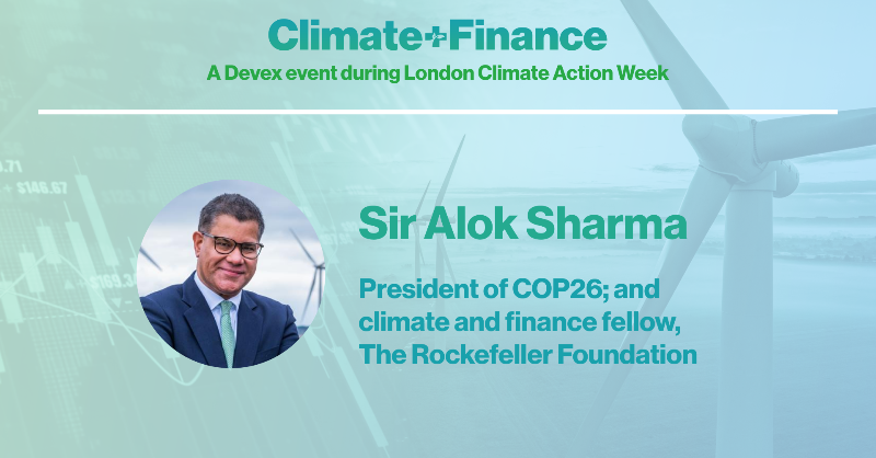 devex's tweet photo. Who will be speaking at Climate + Finance during London Climate Action Week? 

From @BritishIntInv CEO @nickodonohoe to @AlokSharma_RDG, climate and finance fellow at the @RockefellerFdn, check out the link below for the full lineup of the event and register.

#climateplusfinance