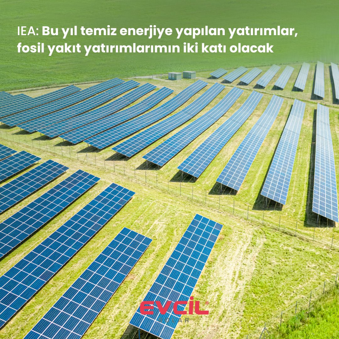 evcil_solar's tweet photo. Uluslararası Enerji Ajansı
Dünya şu anda temiz enerjiye fosil yakıtlara yaptığının neredeyse iki katı yatırım yapıyor ve dünya çapında toplam enerji yatırımının 2024 yılında ilk kez 3 trilyon doları aşması bekleniyor. https://t.co/KeaPBl8spV