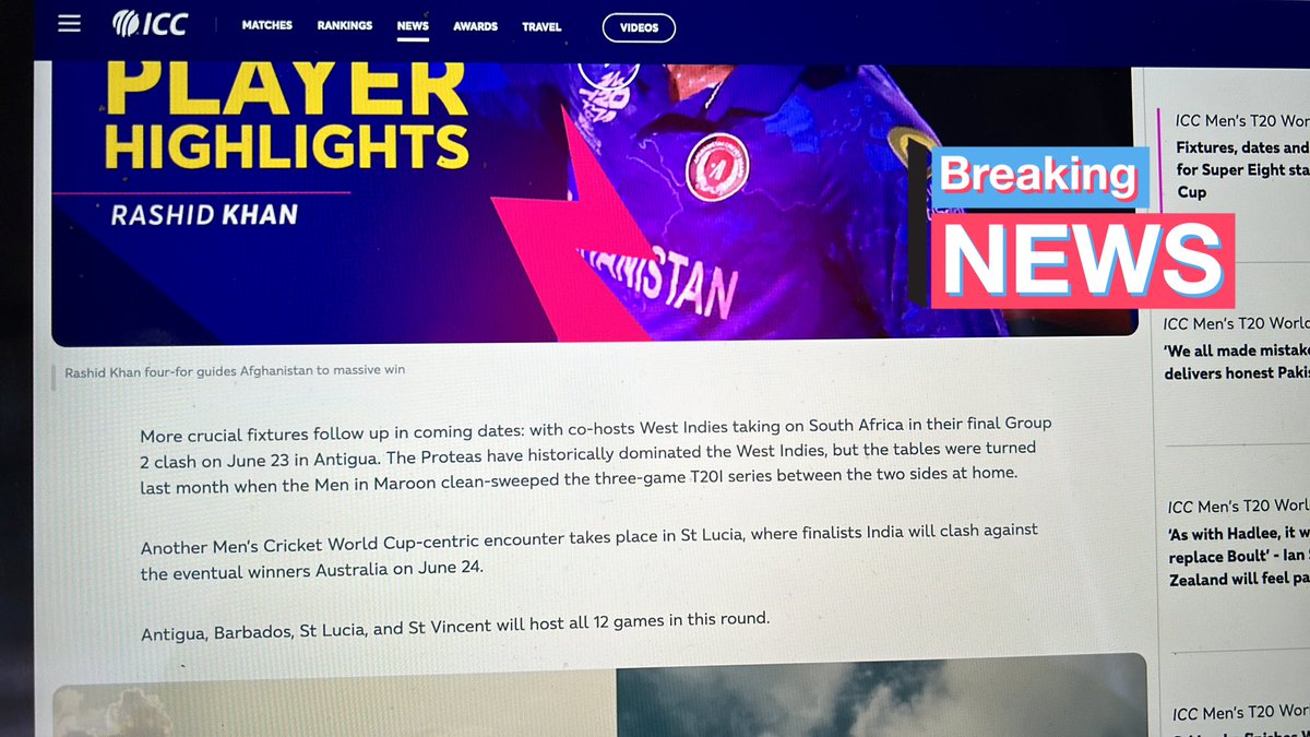 todimadhur's tweet photo. Is the #T20 #cricket #WorldCup rigged? 

The article on their website says “finalists India will clash against the eventual winners Australia on June 24”

#icc #iccmenst20worldcup2024 #cricket #worldcup #t20 #bcci #australia #cricketaustralia https://t.co/sObeXBp7A2