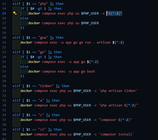AndreiTelteu's tweet photo. A bash script is way better than makefile.
I have lots of arguments for it ( ${*:2} arguments )
#docker #devops https://t.co/eDLESpmGWj