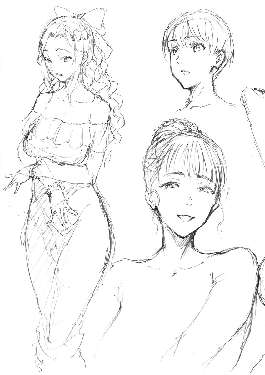 右手(利き腕故障中の為)で描く練習中。 