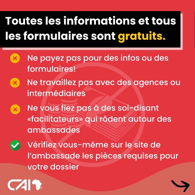 Amb_Ger_MDG_MUS's tweet photo. 🛫En route pour 🇩🇪&amp; besoin d'un visa?🚨Rappel: un visa ne s'achète pas!🙅‍♀️
🔹vous ne payez qu'une fois et rien que les frais de traitement du visa, au guichet de l'ambassade
🔹Les infos, formulaires &amp; rendez-vous à l'ambassade sont gratuits
On vous guide pr éviter les pièges⤵️ https://t.co/udTexF0IPr