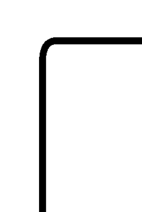 クリスタの角丸機能が使えねえ。
辺の長さで曲線率が違う。 