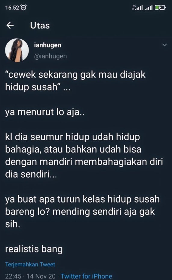 Bayangin nih kamu ngajak susah anak orang yang dari bayi udah susah 😢

btw kalian setuju gak sama opini yg ada di thread ini?