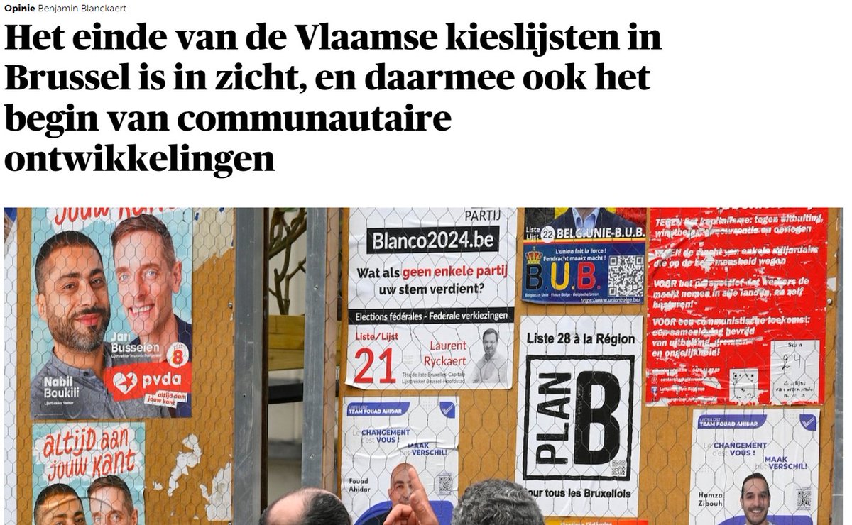 POLI (@dfuturevub.bsky.social) (@poli_vub) on Twitter photo ✍️ Opiniestuk <a href="/benjamin_blanck/">Benjamin Blanckaert</a> voor <a href="/demorgen/">De Morgen</a> over de Vlaamse kieslijsten in Brussel. 
🗣️: "Het staat in de sterren geschreven dat het historische kiesresultaat van de NL-lijsten als hefboom zal worden gebruikt om de ‘ondemocratische’ beschermingsmechanismen terug te schroeven." ✍️ Opiniestuk <a href="/benjamin_blanck/">Benjamin Blanckaert</a> voor <a href="/demorgen/">De Morgen</a> over de Vlaamse kieslijsten in Brussel. 
🗣️: "Het staat in de sterren geschreven dat het historische kiesresultaat van de NL-lijsten als hefboom zal worden gebruikt om de ‘ondemocratische’ beschermingsmechanismen terug te schroeven."