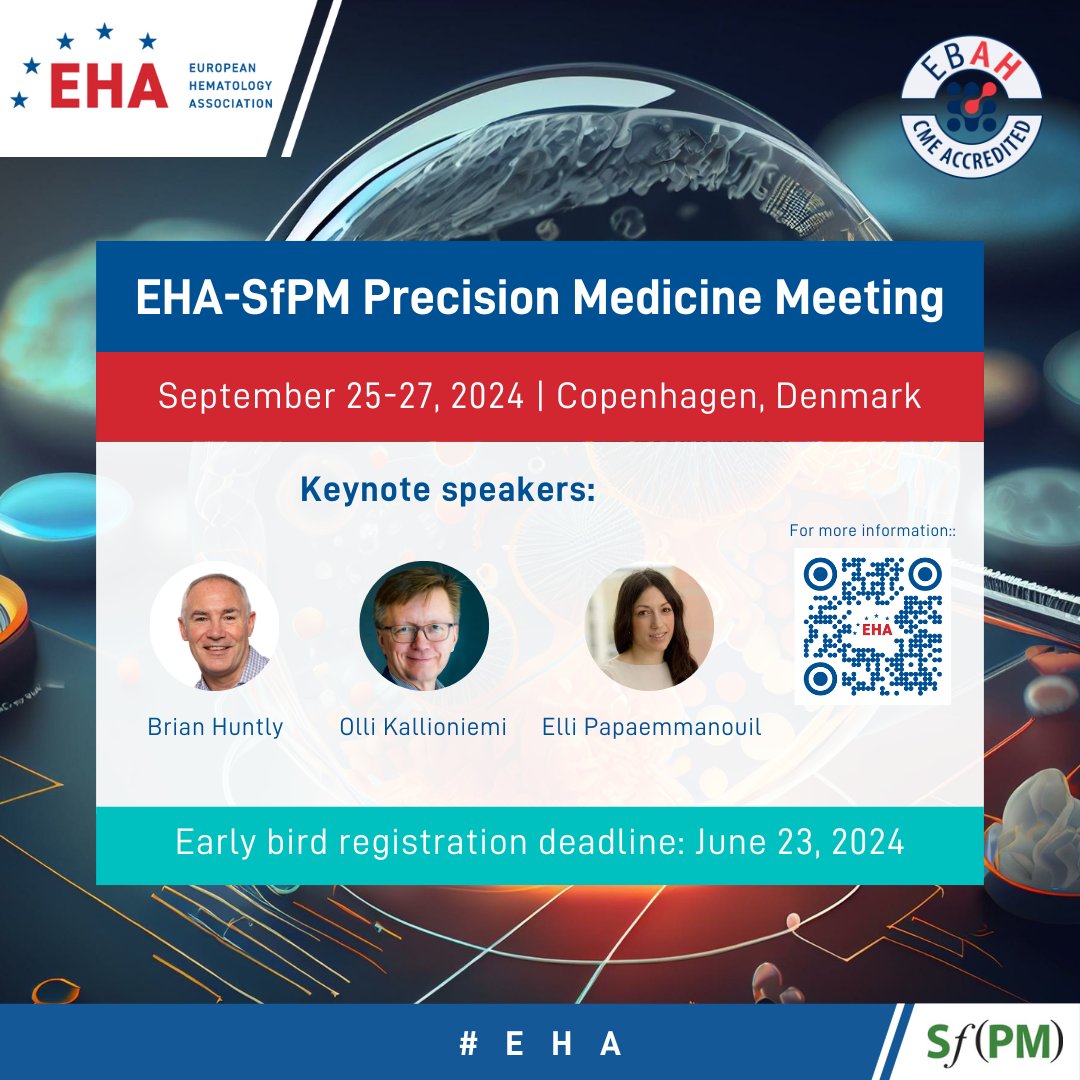 Want to learn more about #functional precision medicine and meet world-leading experts? Join us in Copenhagen 25-27 Sept. 2024 for the EHA-SfPM Precision Medicine Meeting <a href="/EHA_Hematology/">European Hematology Association</a> <a href="/TheSFPM/">The Society for Functional Precision Medicine</a> . Abstract submission is still open. ehaweb.org/meetings/preci…