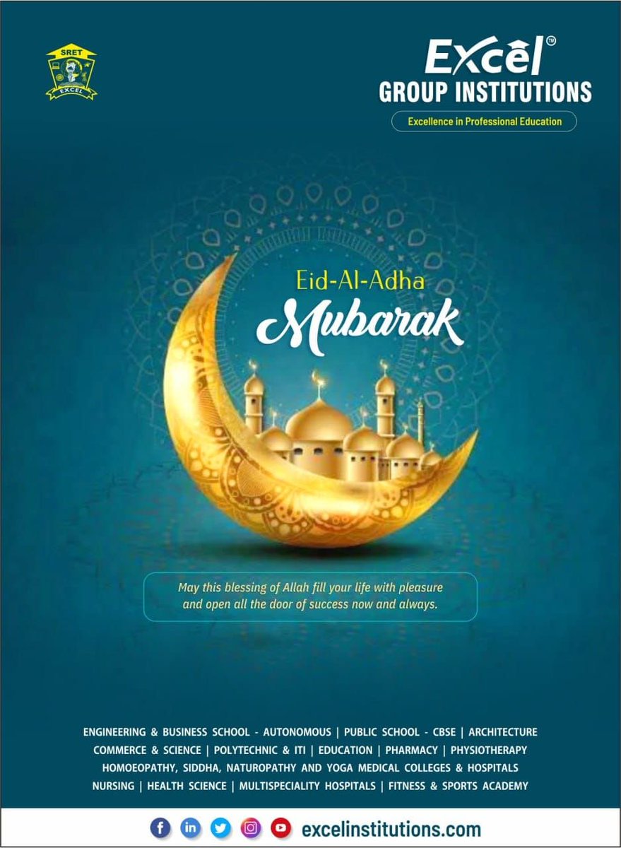 excelinstituti1's tweet image. 🌙✨ *Happy Eid Mubarak from Excel Group Institutions!* ✨🌙

💐 *Eid Mubarak to all!* 💐

#EidMubarak #ExcelGroupInstitutions #FestiveSeason #UnityAndPeace

Would you like to add or change anything?