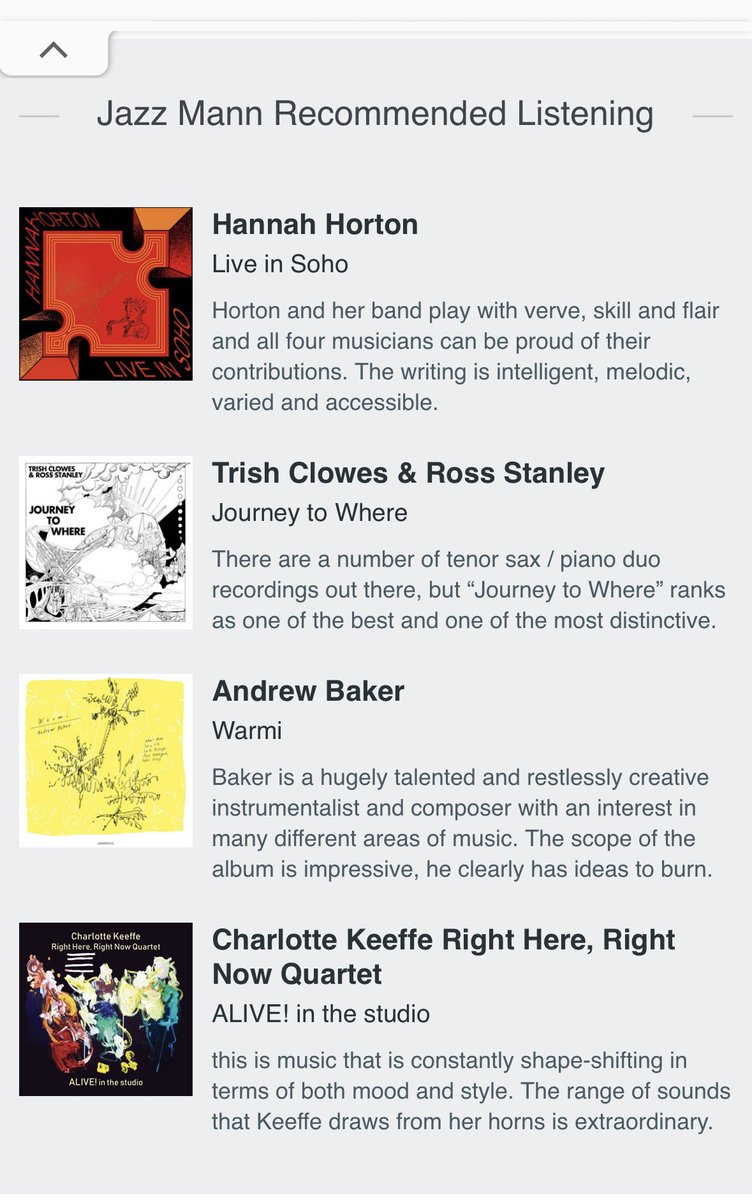 Thanks to a truly wonderful fan for letting me know I am on The Jazz Mann recommend listening. I truly am blown away by the support from the jazz community for this album ❤️🙏🏻 <a href="/thejazzmann/">Ian Mann</a> #playlist #jazz