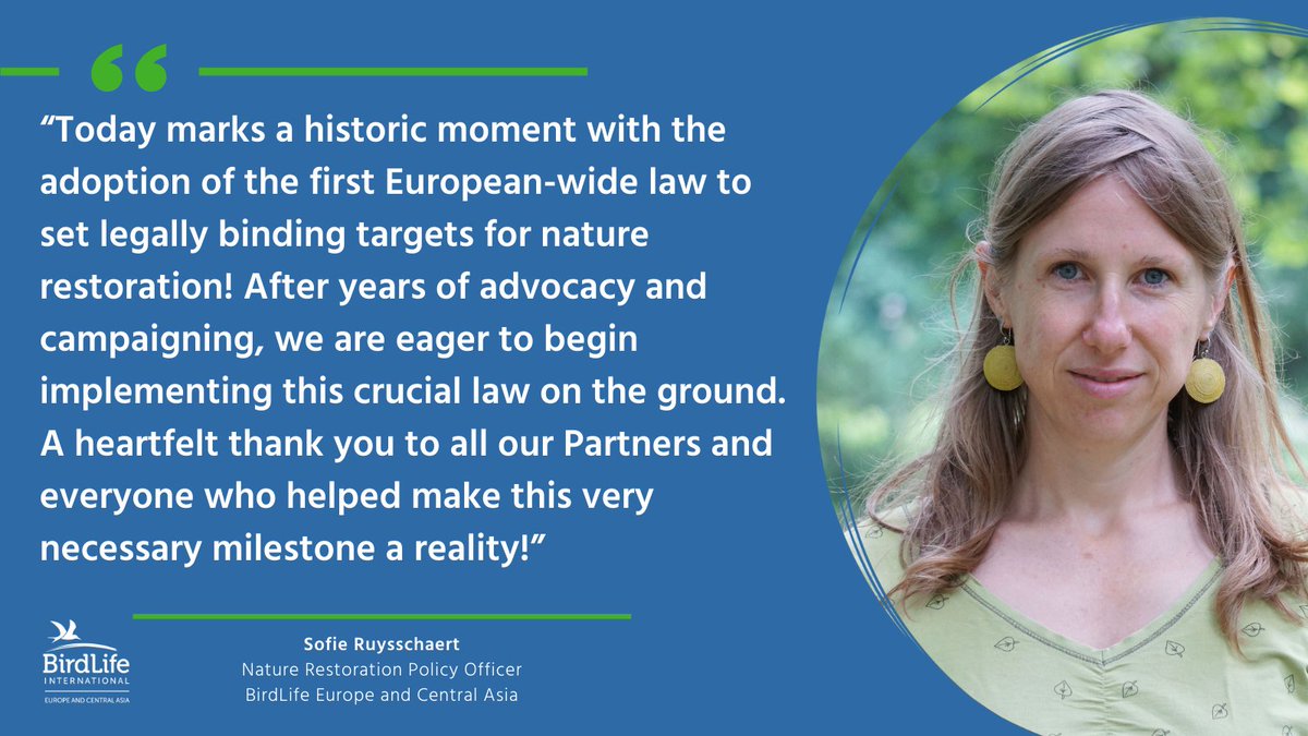 After a thrilling cliffhanger, Member States chose to listen the mounting warning signs and calls from society by adopting the law to #RestoreNature today!

It is yet a hopeful sign from decision-makers that puts Europe on the right track in times when we need to restore nature