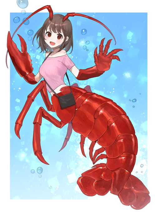 ご依頼で描かせていただいた甲殻人魚ちゃんです