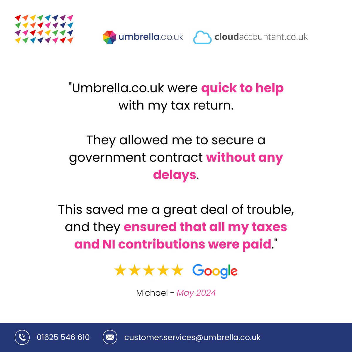 We're thrilled to see our satisfaction ratings rise across Google (4.3) and Trustpilot (4.7)🤩

If you're looking to start contracting, or are an agency needing help with payroll, contact us on our website 💻 umbrella.co.uk/contact-us or by calling us on 01625 546 610 📲

#reviews