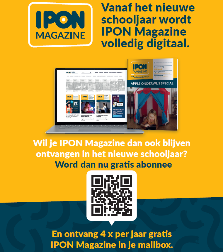 IPONevent's tweet image. 📢Nieuws! IPON Magazine wordt volledig digitaal! Blijf op de hoogte via ons online platform. Word abonnee en ontvang het #IPON #Magazine vier keer per jaar in je mailbox. 
📬Scan de QR-code om je aan te melden! ipon.nl/abonneren/
#Onderwijs #Innovatie #EdTech #ICT #Digitaal