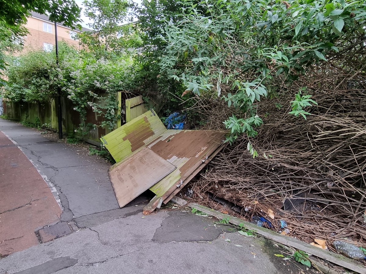 AHMB2713's tweet image. @hackneycouncil the #RedPath needs some attention:
* collapsed wall on path 
* greenery needs trimming back (entire path)
* van obstructing sight lines (west end)
@hackney_cycling
