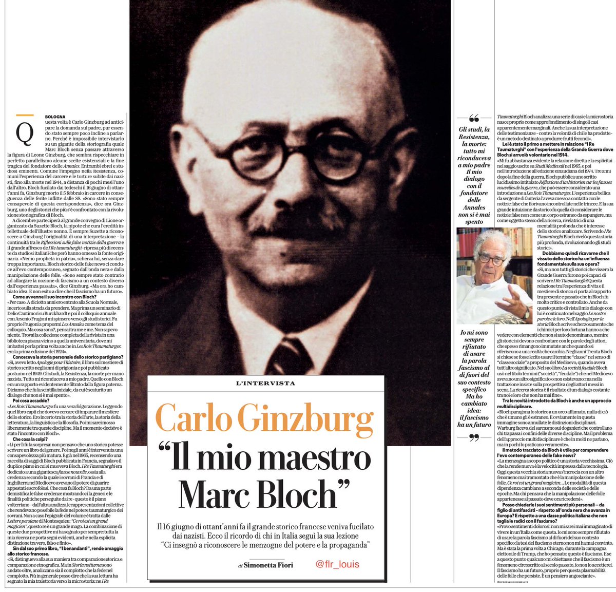 "Mon maître Marc Bloch"

L'hommage de Carlo Ginzburg au fondateur des Annales (source : La Repubblica)