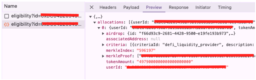 AzFlin's tweet photo. Anticipating the zksync API & front end to collapse on launch, so I'll be claiming from contract. You can get the merkle proof claim data from their API right now beforehand.

1. Go to https://t.co/RPRx55n0Yj and paste in your address. Go to Network tab and view the API request that starts with "eligibility". The 3 relevant values to copy are: merkleIndex, merkleProof, and tokenAmount

2. Go to https://t.co/1qJ83gkL1B. You will be calling the `claim` function using the data you retrieved in step 1. For the `_merkleProof` parameter, you must remove all quotes, spaces and new lines to format it correctly (keep the commas and square brackets).

You can test this all out now - you will know you're on the right track if you hit "Write" and your rabby pops up with "Failed Simulation".

GL soldiers 🫡 Binance lists an hour after launch and the smaller exchanges (Gate, Kucoin etc) should list earlier. I'll be targeting a smaller exchange. Historically you've been able to dump at higher prices on a CEX vs onchain.