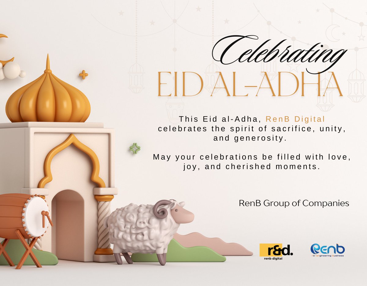 Renbsolutions's tweet image. RenB Solutions celebrates the Spirit of Eid.

#EidAlAdha #Celebration #RenBSolutions #Businessgrowth #revenuegrowth #EidMubarak