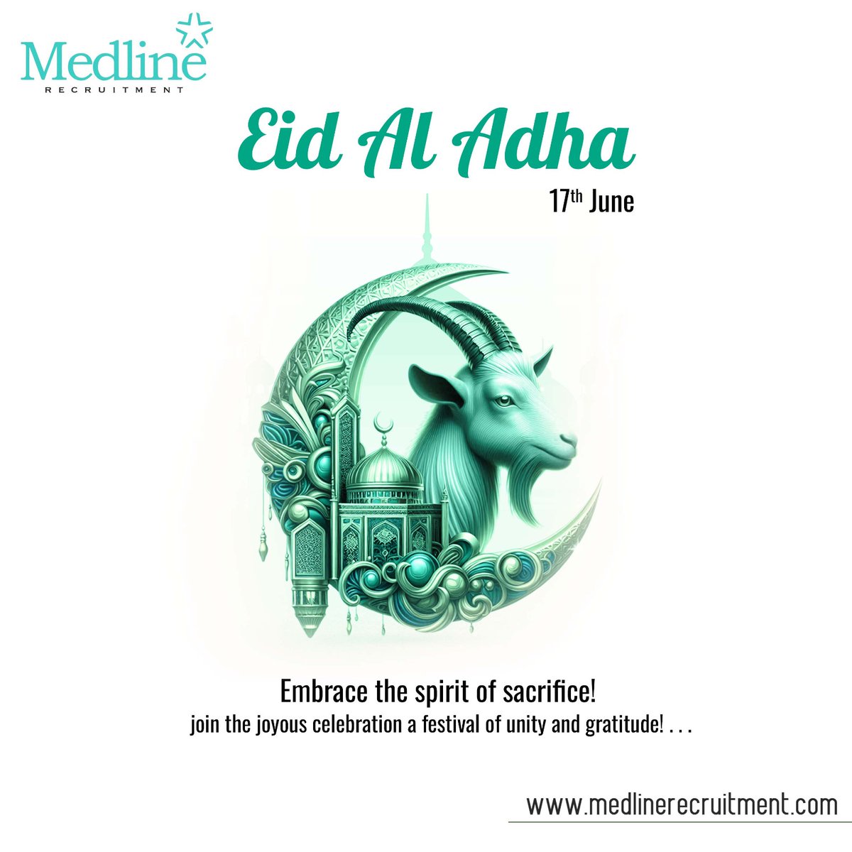 MedlineRecruit's tweet photo. Wishing you and your family a joyous Bakrid filled with love, blessings, and delicious feasts. Eid Al-Adha From Medline Recruitment Team!

.
.
.
#EidMubarak #EidAlAdha #Bakrid #EidCelebration #EidBlessings #Eid2024 #EidUlAdha #EidJoy https://t.co/VbrOgNJ3HH