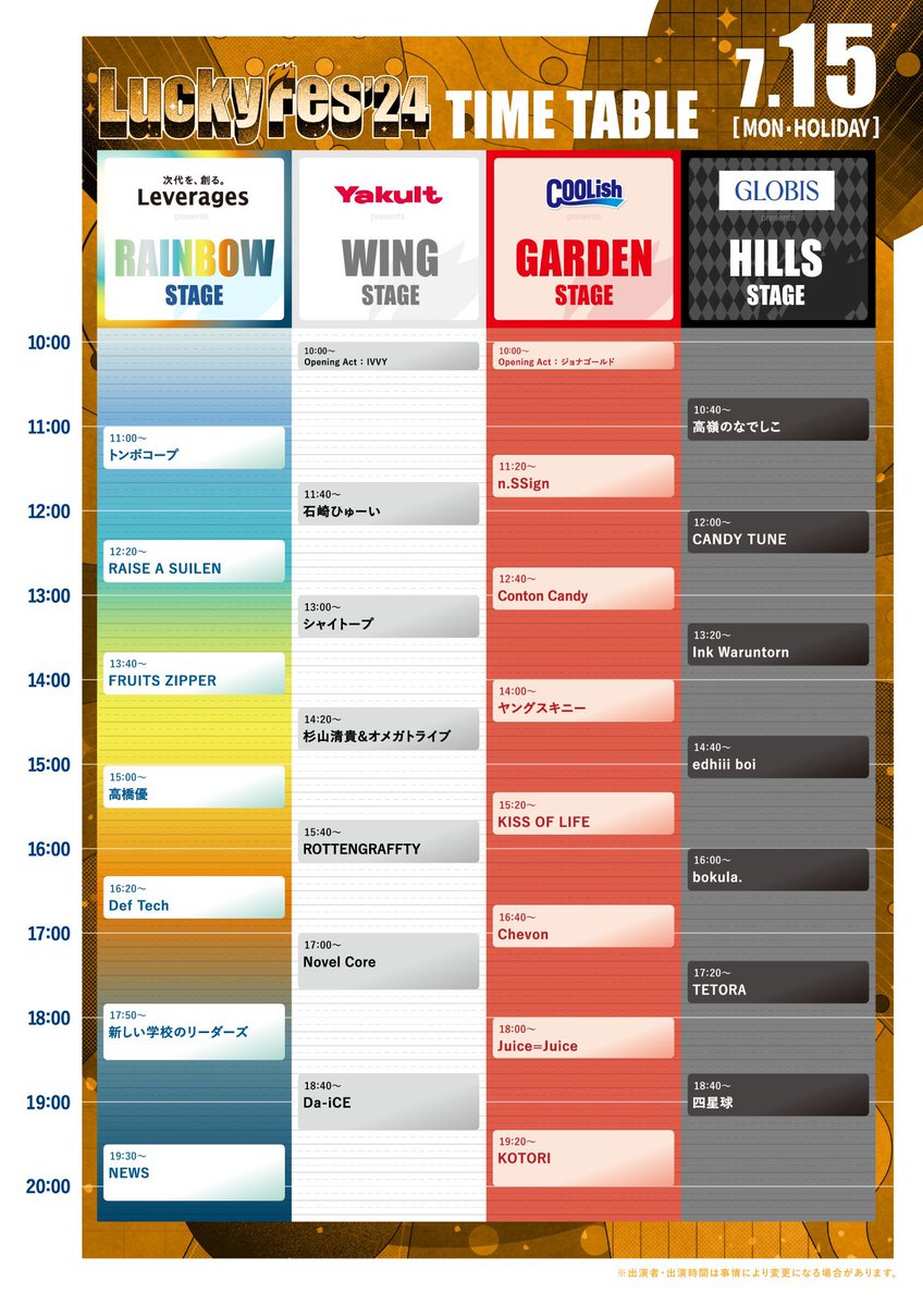 7/15(月) LuckyFes 2024 @ 茨城・国営ひたち海浜公園 FRUITS ZIPPERは