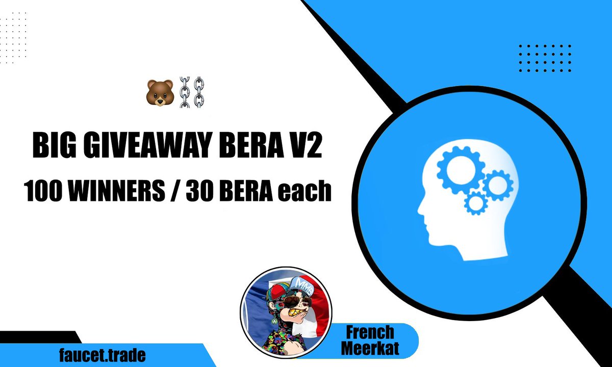 Big GIVEAWAY 3000 tokens BERA V2🐻

Conditions:
1️⃣Subscribe <a href="/faucet_trade/">Faucet Trade</a> and <a href="/FrenchMeerkat/">French Meerkat</a>
2️⃣RT + LIKE this post
3⃣Leave your EVM address in the comments

In 5 days we will summarize results to reward 100 winners with 30 BERA V2 each.