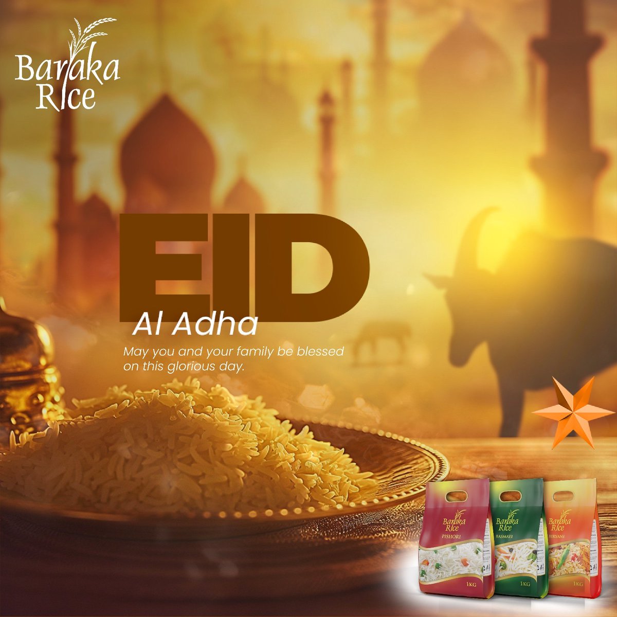 baraka_rice's tweet photo. Wishing you a joyful Eid al-Adha filled with blessings, happiness, and peace. Eid Mubarak!

#EidAlAdha #BarakaRice https://t.co/twF7oZqz0h