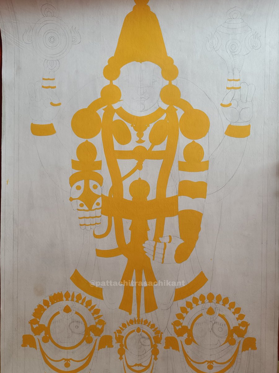 ISachikant's tweet image. Starting a new customize work for a client from Hyderabad.
Using natural stone colours on handmade canvas.
Size_5'/3' ft.
Are you looking for something customized for your beautiful Home, then please let me know.
#pattachitra #artistontweeter #customizedwork #balajipainting #art